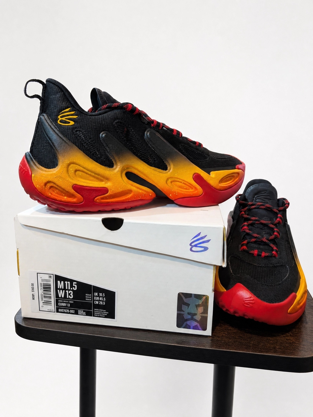 Under Armour Curry 13 "Ignite" Black Gold Red Men's Size 11.5 NEW GOAT Auth